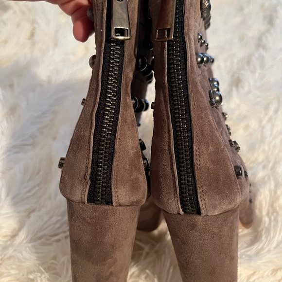 Badgley Mischka Suede Studded Booties - Picture 7 of 12